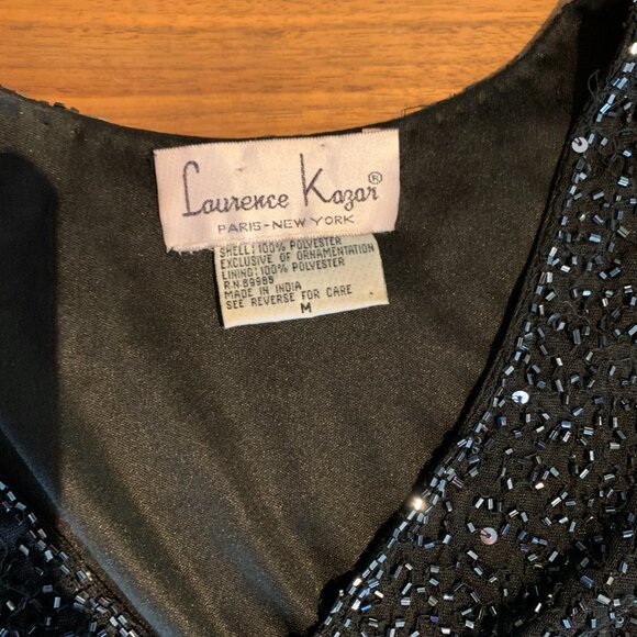 Laurence Kazar evening top, black, fully beaded, lined, EUC, sz M, sleeveless - Picture 4 of 16